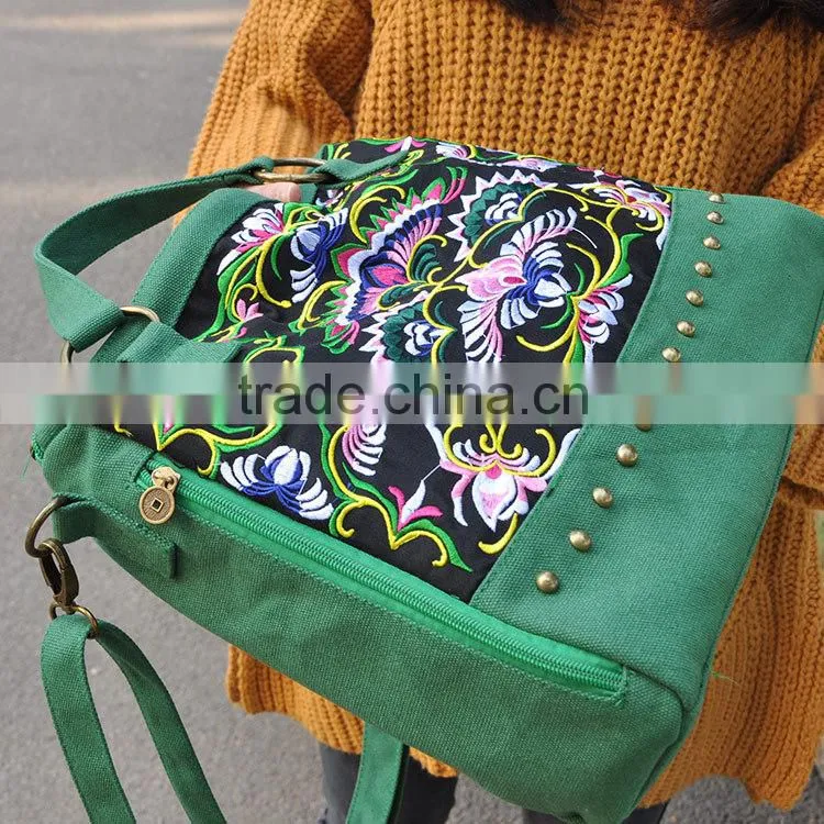 High quality shoulder bag fashion messenger bags cotton handbags women embroidery & Ethnic style bag Vintage