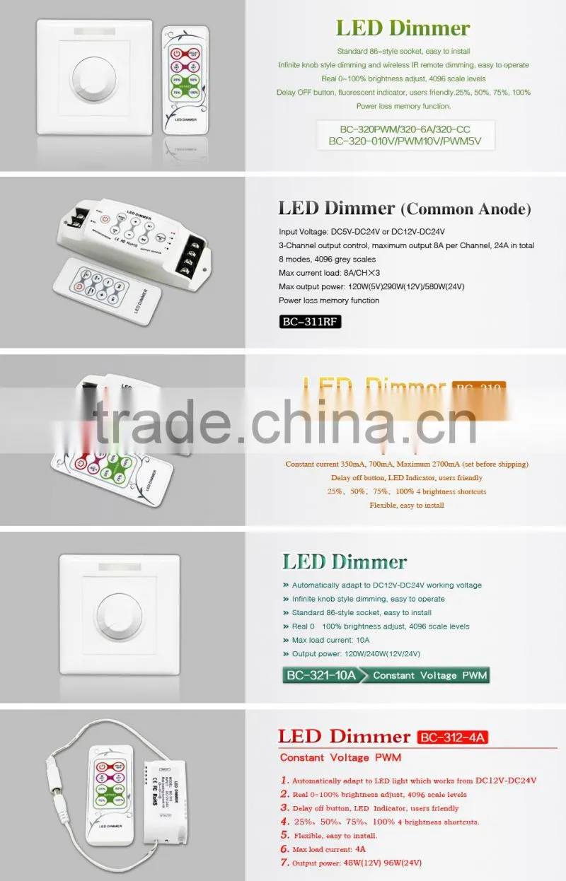 led strip controller / dimmer for single color BC-311RF