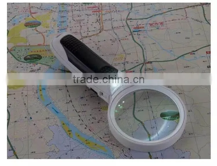 High quality handheld magnifier 2 LED lens interchangeable magnifier magnifying glass with light
