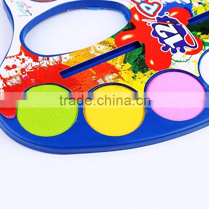 Wholesale 12 colors chinese watercolor paints cakes set for kids,promotional powder paint watercolor palette