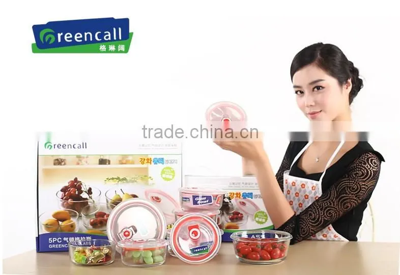 3pcs/set Plastic lid takeaway glass food storage container set