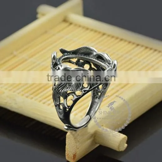 15*20mm 925 sterling silver antiqued silver vintage style oval bezel elephant ring base blank supplies DIY findings 1223062