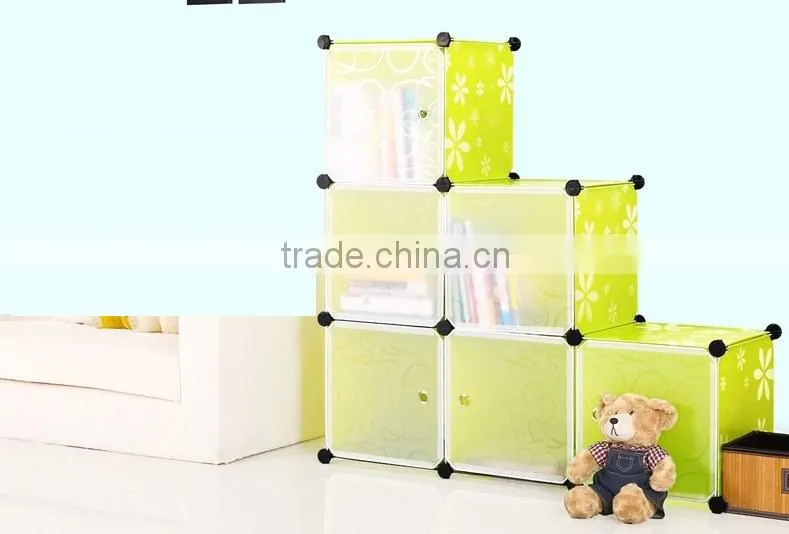 6 cubes PVC plastic green color 4mm thickness wire Bookcase(FH-AL0024-6)