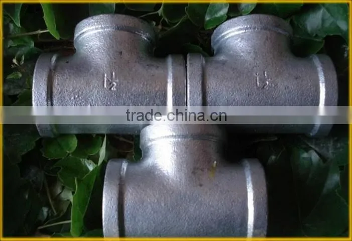 NPT thread galvanized malleable iron reducing tee