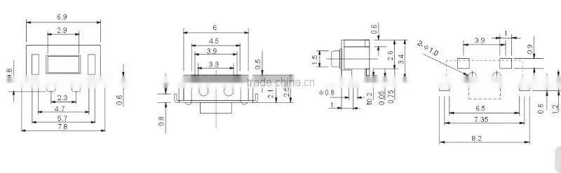 pcb mount tactile switch TS-1112EM,smt/smd tactile switch