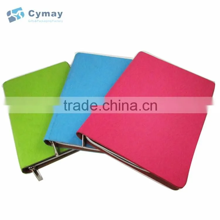 leather folder for interview with custom logo embossing 2 hole display folder