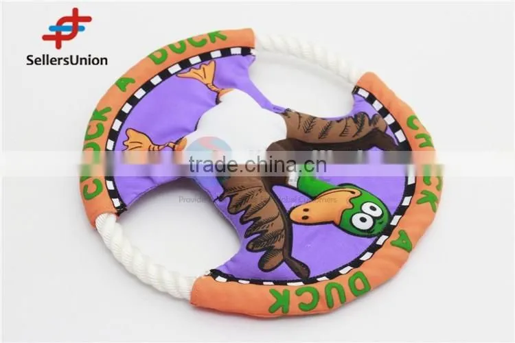No.1 yiwu exporting commission agent wanted Cartoon Flying Disc Shaped Canvas Pet Toy For Cat