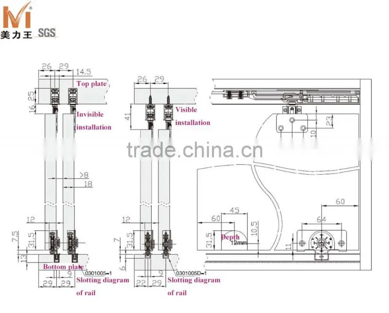 Soft Close Sliding Wardrobe Door Fittings System