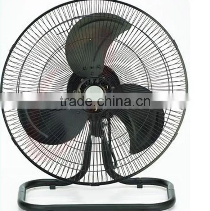 Industrial standing floor fan metal blades
