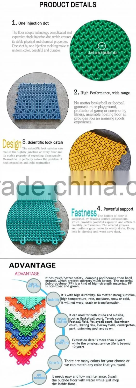 stylish interlocking sport flooring for playground, kindergarten