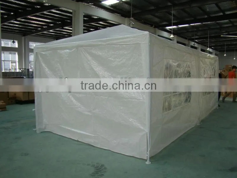 3*6m PE gazebo with two sidewalls and doors