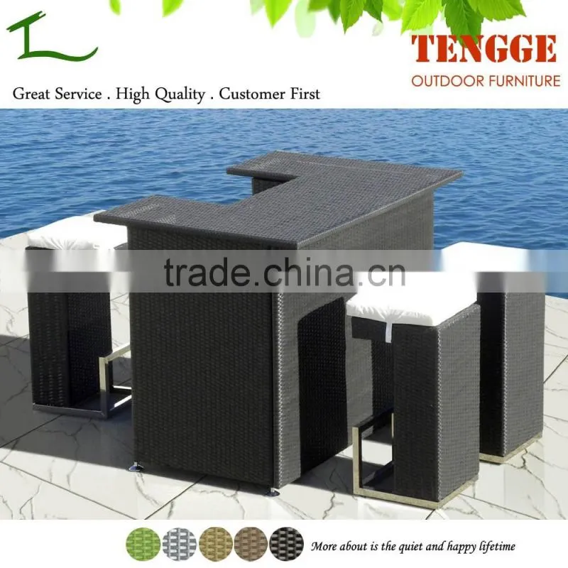 TG15-0201 Hotel Project Beach Wicker Rattan Patio Bar Set