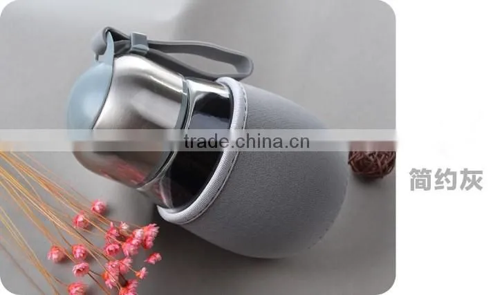 wholesale Creative big belly penguins cup glass cup diving silicone strap Penguin tea glass