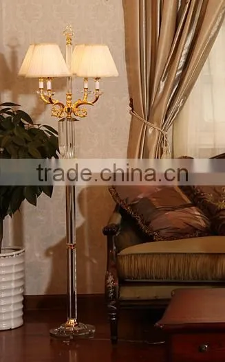 Four heads clear crystal table lamp with lampshade