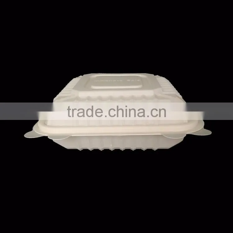 9x9x3 inch disposable cornstarch clamshell, light brown color top quality and biodegradable