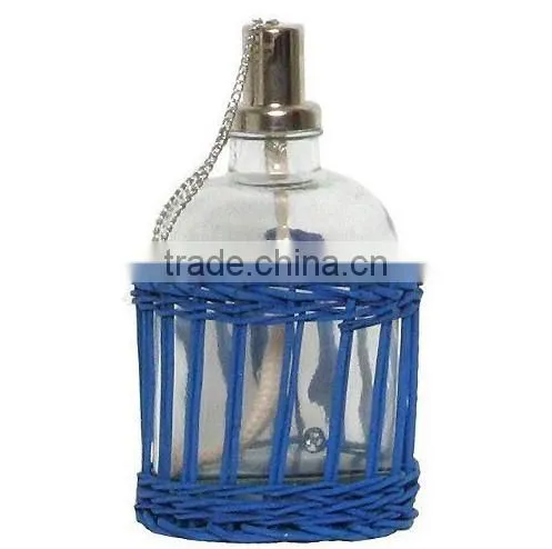 Natural Wicker Basket w/ Glass Flower Vase, Set of 2