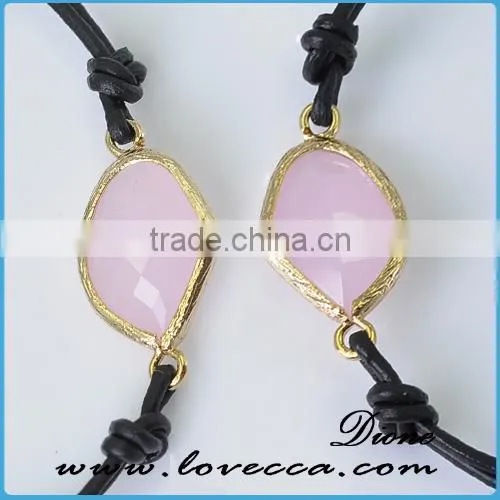 Making jewelry accessories special design brass glass pendant , pink stone pendant for earring