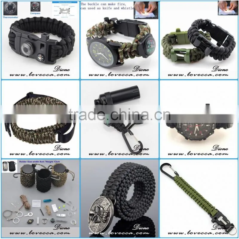 Stainless Steel Shackle Buckle Hiking Outdoor Survival Paracord Bracelet