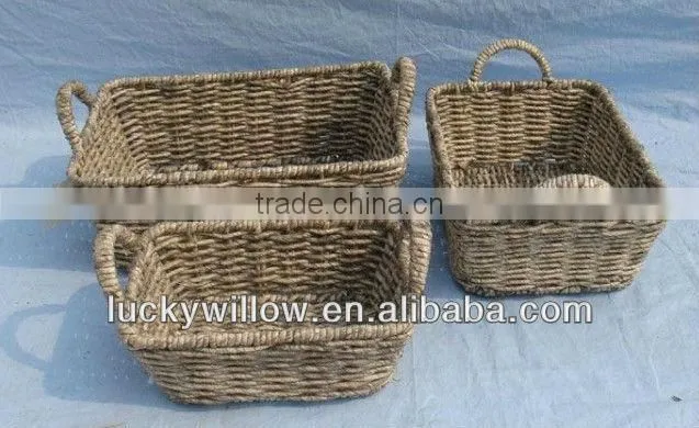 Decorative hand weave seagrass basket set