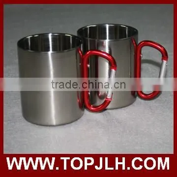 Top selling stainless steel camping carabiner handle mugs
