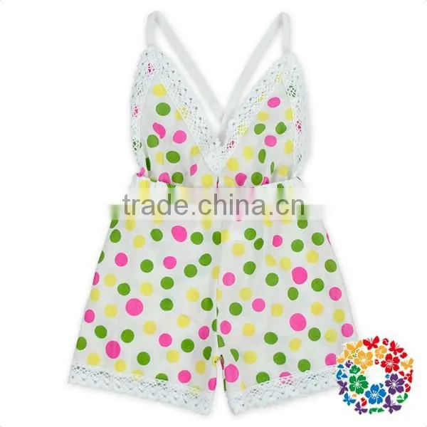 Florals cotton backless lace fringe baby clothes romper wholesale
