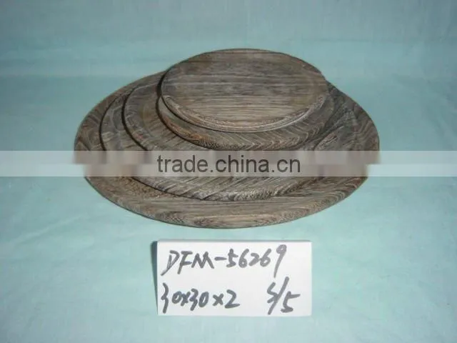 carbonized wholesale decorative round wooden plate