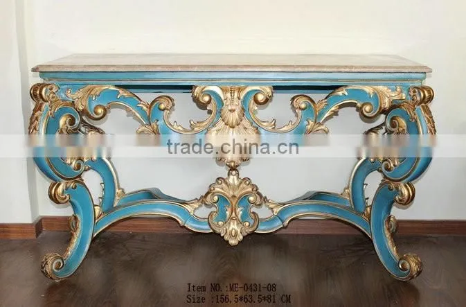 Arabic Living Room Furniture Hand-Carved Console Desk with Marble