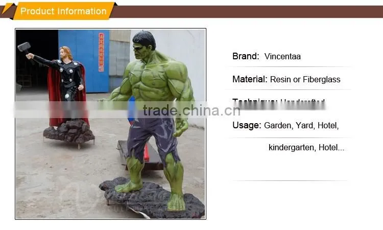 outdoor decoration resin craft fiberglass a grandezza naturale hulk statua