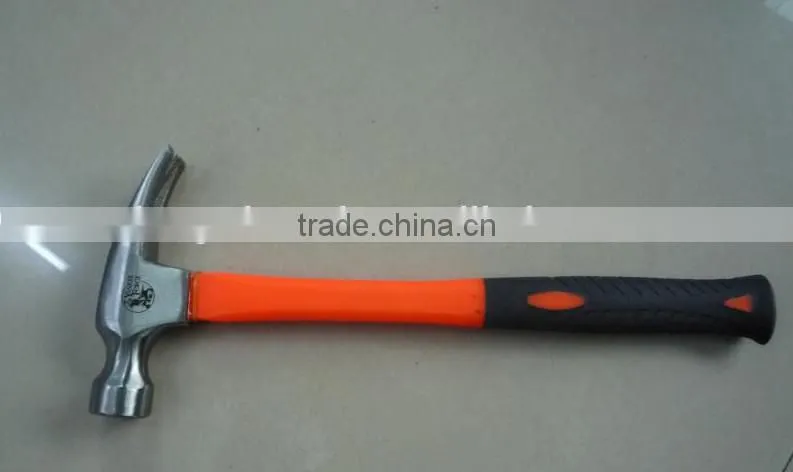 Jack hammer American style claw hammer with fiber glass handle