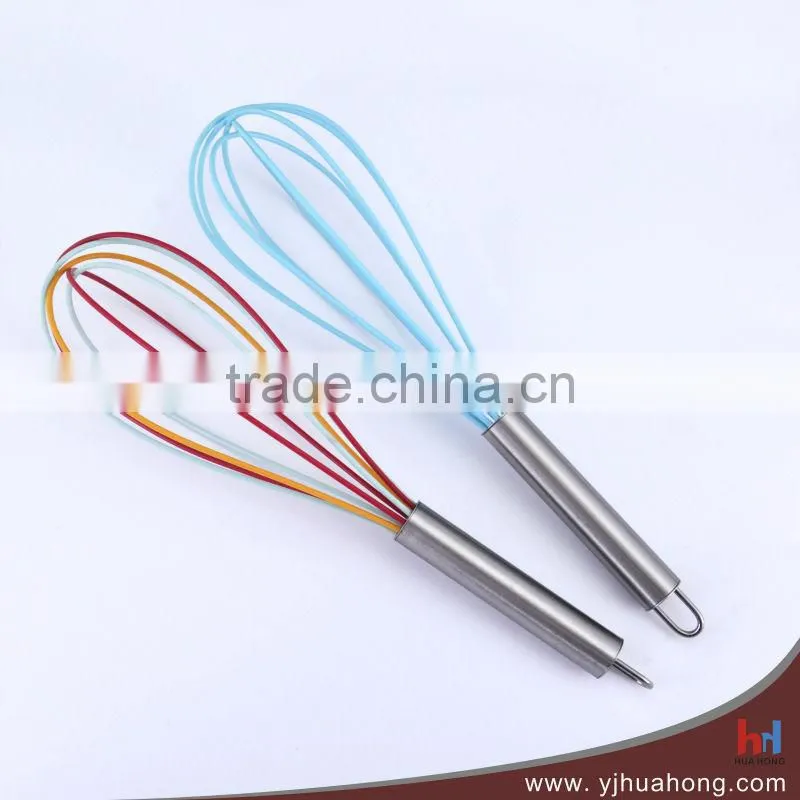 Colorful Food grade silicone coated egg whisk with stainless steel handle (HEW-36B)