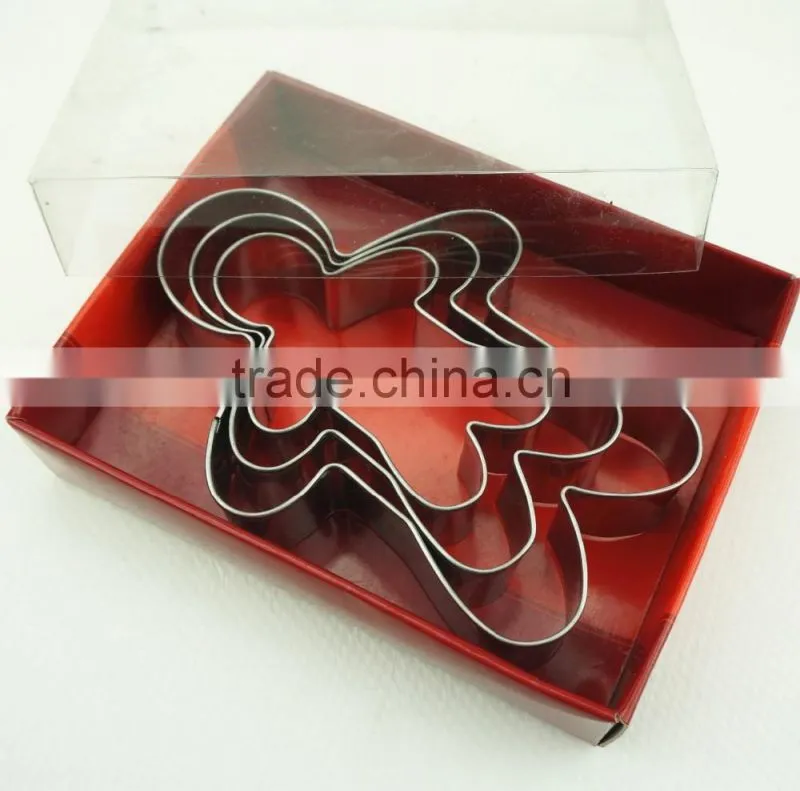 47037 3pcs ginger shape stainless steel cookie cutter set