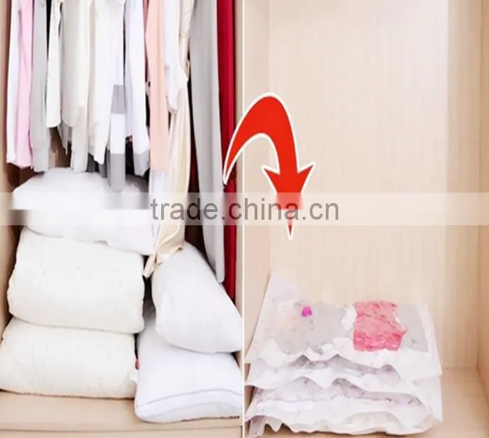 Compression vacuum storage bedding bag for clothing