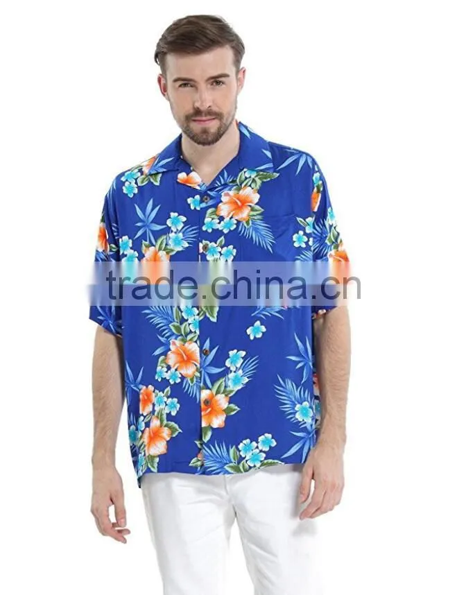 Wholesale Price Fashion Couple Tee Shirt Beach Wear Large Size Summer Cool Luau Cruise Party Custom Printed Hawaiian Shirt
