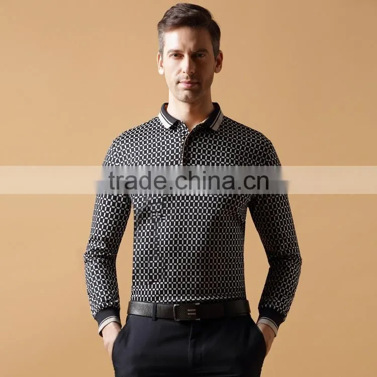 Mens long sleeve polo shirts OEM 100% cotton classic collar polo t shirt for men