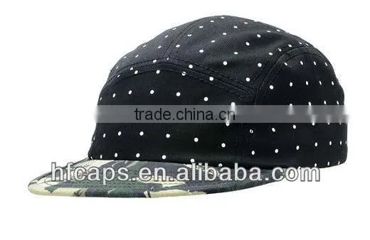 Men cheap camo brim plain black 5 panel cap