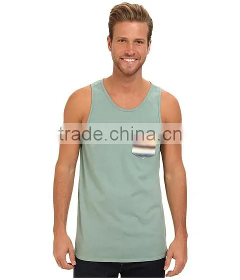 Sports Cotton Custom Plain Pocket Tank Top Men