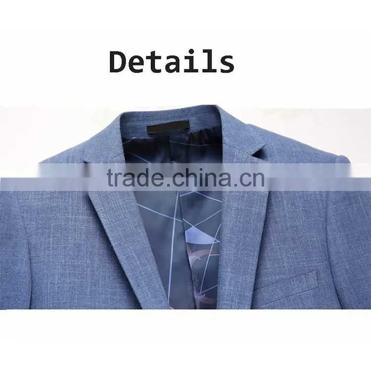 Wholesale Latest Design Royal Mens Fashion 2 Button Blue Suit Jacket Blazer With Sleeve Cuff