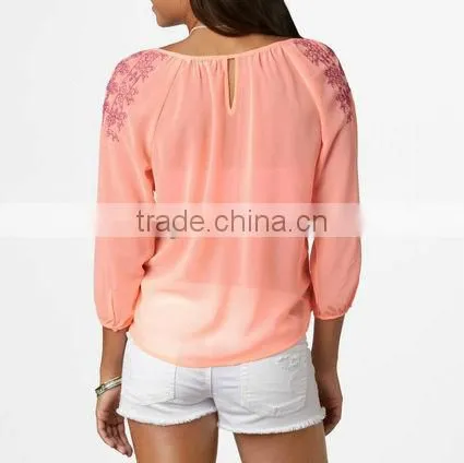 2013 sexy women sheer chiffon blouse new designs