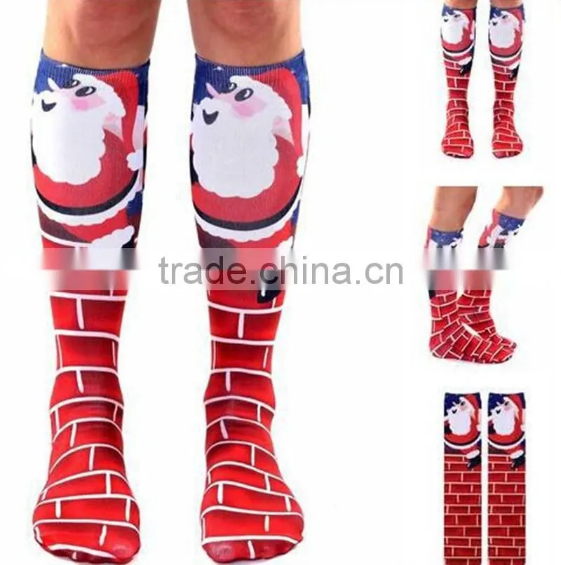 3d christmas socks Digital printed custom design keen high socks factory