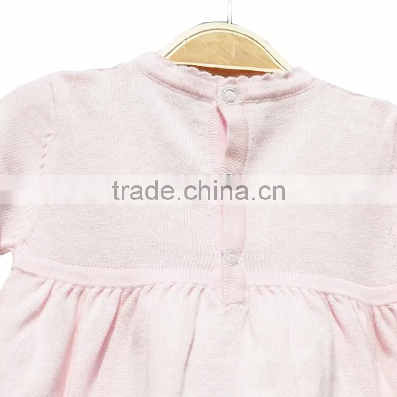 Round Neck Cardigan Cotton Knitting Baby Girl Sweater Dress
