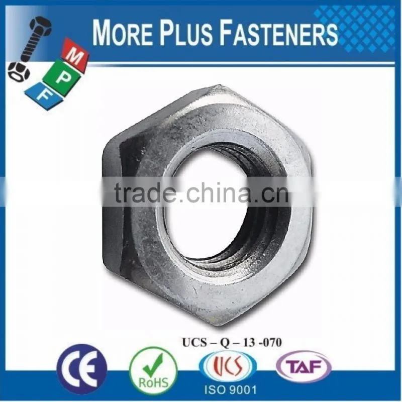 Made in Taiwan Hexagon Jam Nut Metric DIN 936 Class 4 Class 6 Coarse Thread Fine Thread Bare Steel Zinc Plated