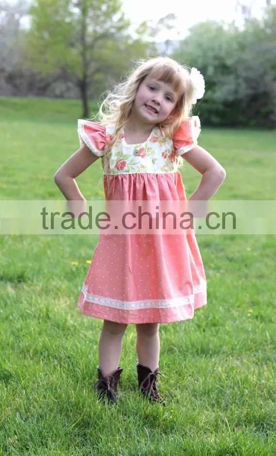 latest girls design long sleeve ruffle girls boutique dress