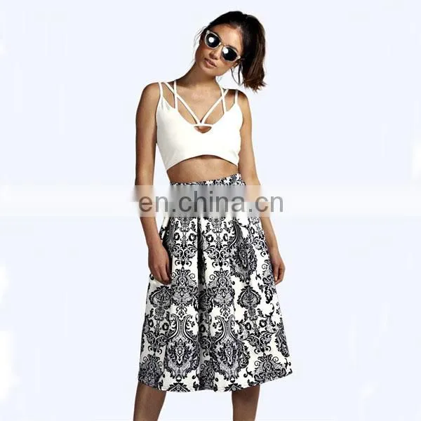 wholesale contrast band split front women pencil skirt