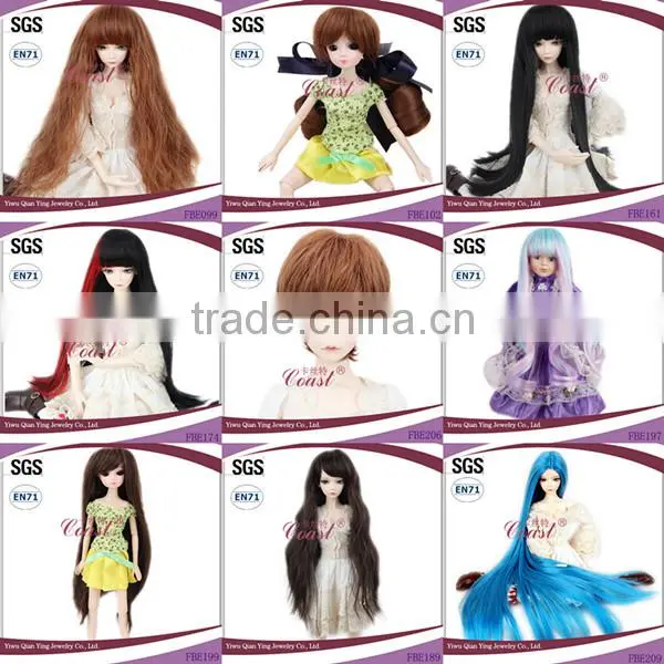 Top quality Straight Long blue synthetic BJD girl doll wigs
