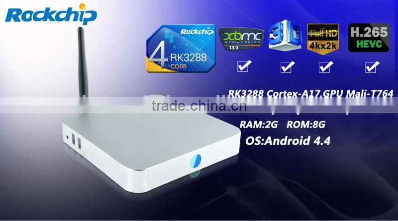 2014Newest Z2 Quad Core RK3288 1.8GHz Android 4.4 KitKat android tv box with hd 4k