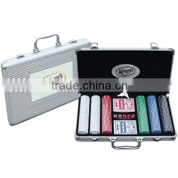 round corner 100pcs poker chip set aluminum case with 100 chips and cards