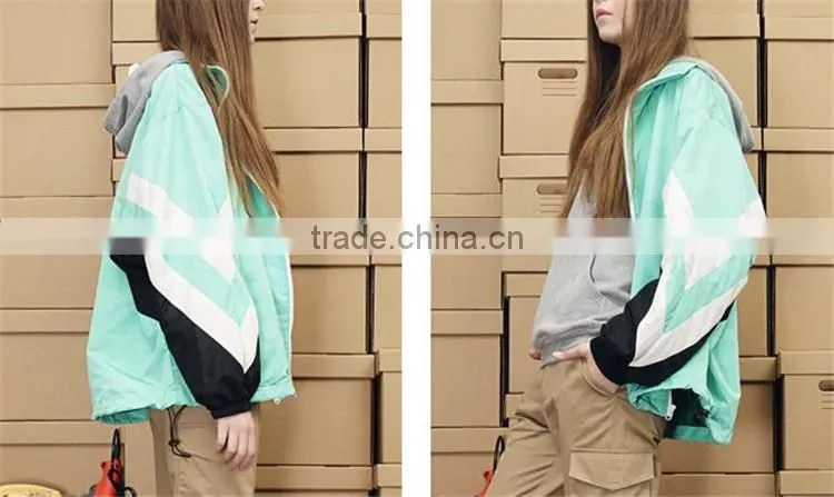 100% Polyester Fabric Light Blue Owner Design Femal Male Windbreaker Sports Wear