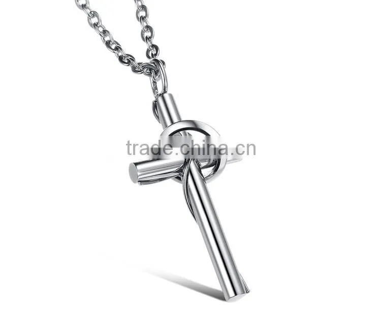 Titanium steel jewelry wholesale Love touching the cross titanium steel couples necklaces with pure steel