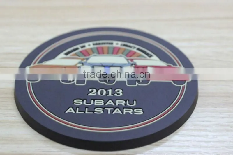 Eco-friendly custom design rubber coaster, 2d PVC cup mat, drink cup pad