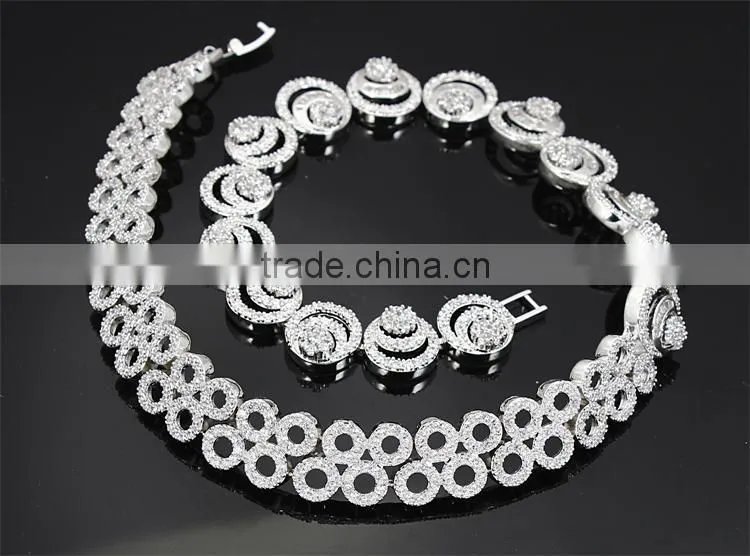 Round Top AAA Quality Cubic Zirconia Dubai White Gold Luxury Bridal Jewelry Set